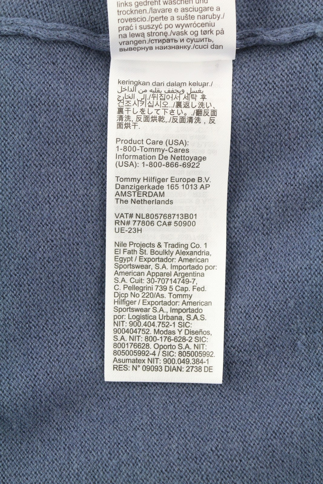 TOMMY HILFIGER Pima Org Ctn Cashmere V Neck vyriškas megztinis 2XL megztinis megztinis mėlynas 