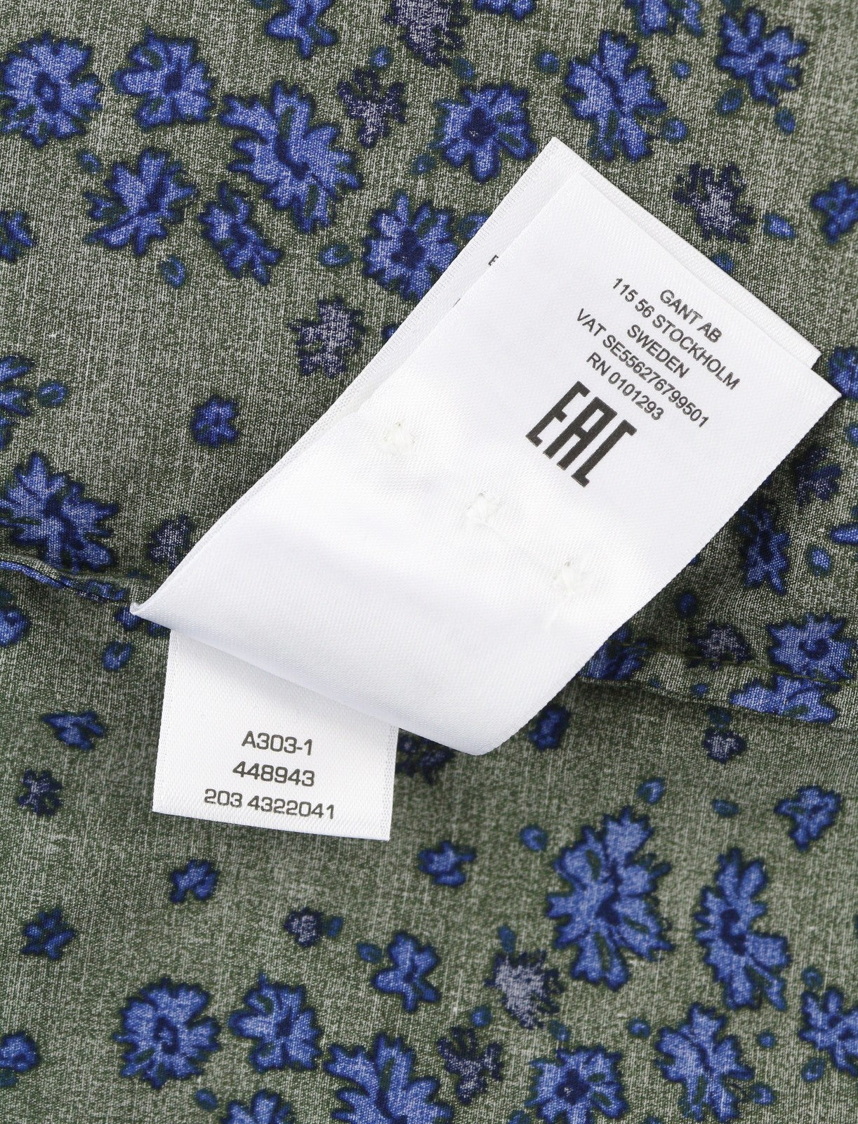 GANT rudens gėlių tamprūs moteriški marškinėliai EU34 žali chaki spalvos su sagomis ir platėjančia apykakle 