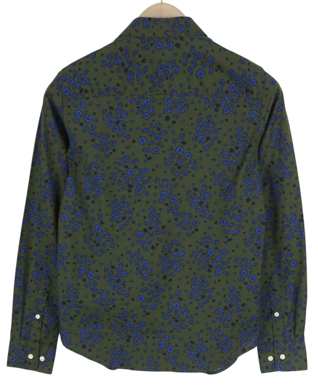 GANT rudens gėlių tamprūs moteriški marškinėliai EU34 žali chaki spalvos su sagomis ir platėjančia apykakle 