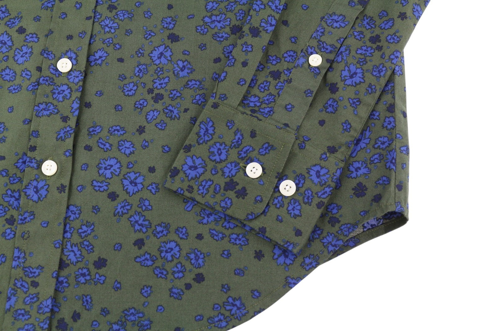 GANT rudens gėlių tamprūs moteriški marškinėliai EU34 žali chaki spalvos su sagomis ir platėjančia apykakle 