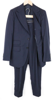 SUITSUPPLY La Spalla Suit Men's UK36R Blue Peak Lapel 2Pc Pure Wool Lined