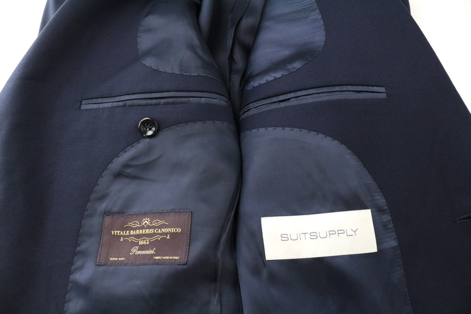 SUITSUPPLY La Spalla Suit Men's UK36R Blue Peak Lapel 2Pc Pure Wool Lined