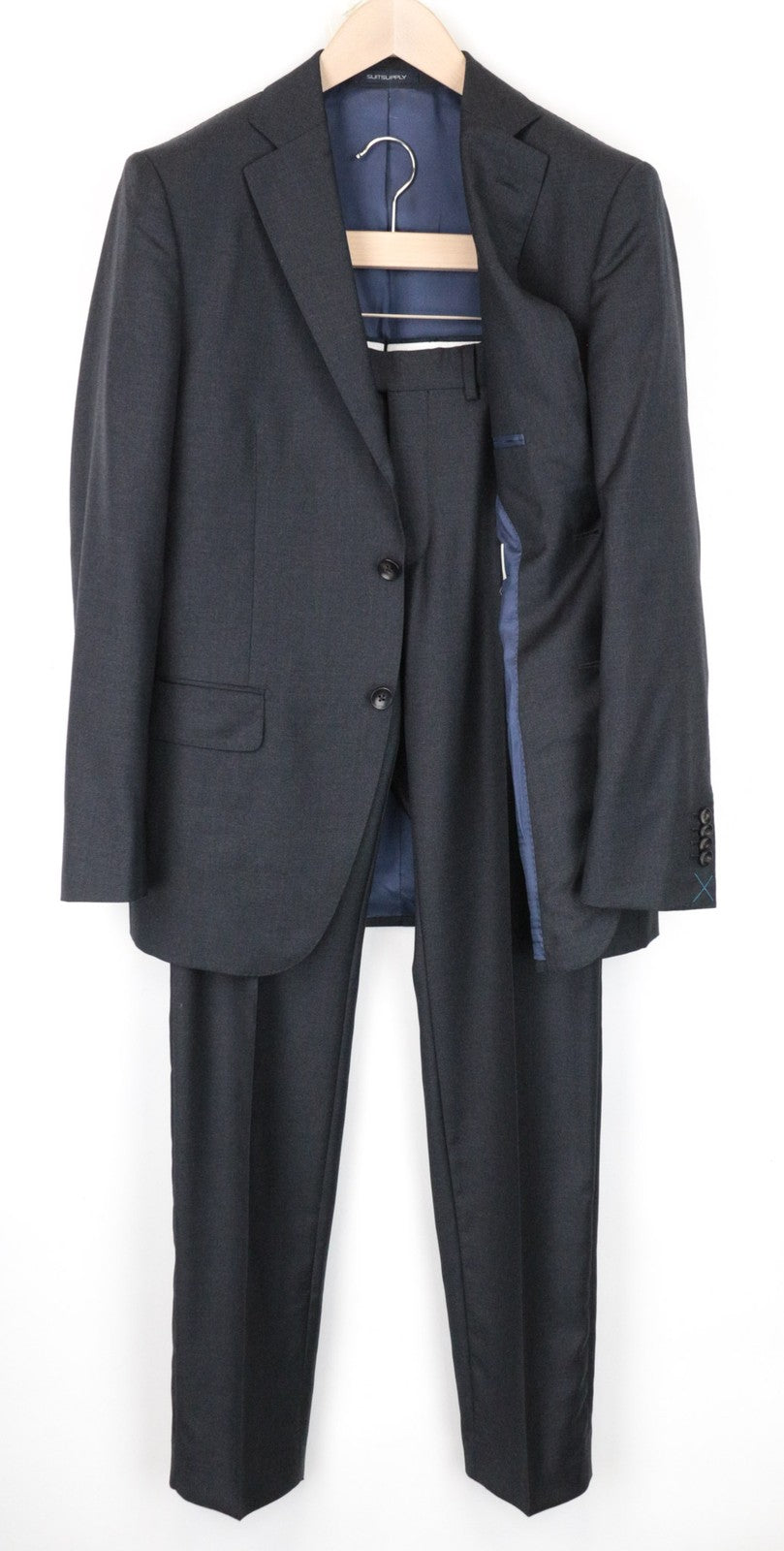 SUITSUPPLY Napoli Suit UK36R Men's 2Pc Slim Melange Wool Dark Grey Formal