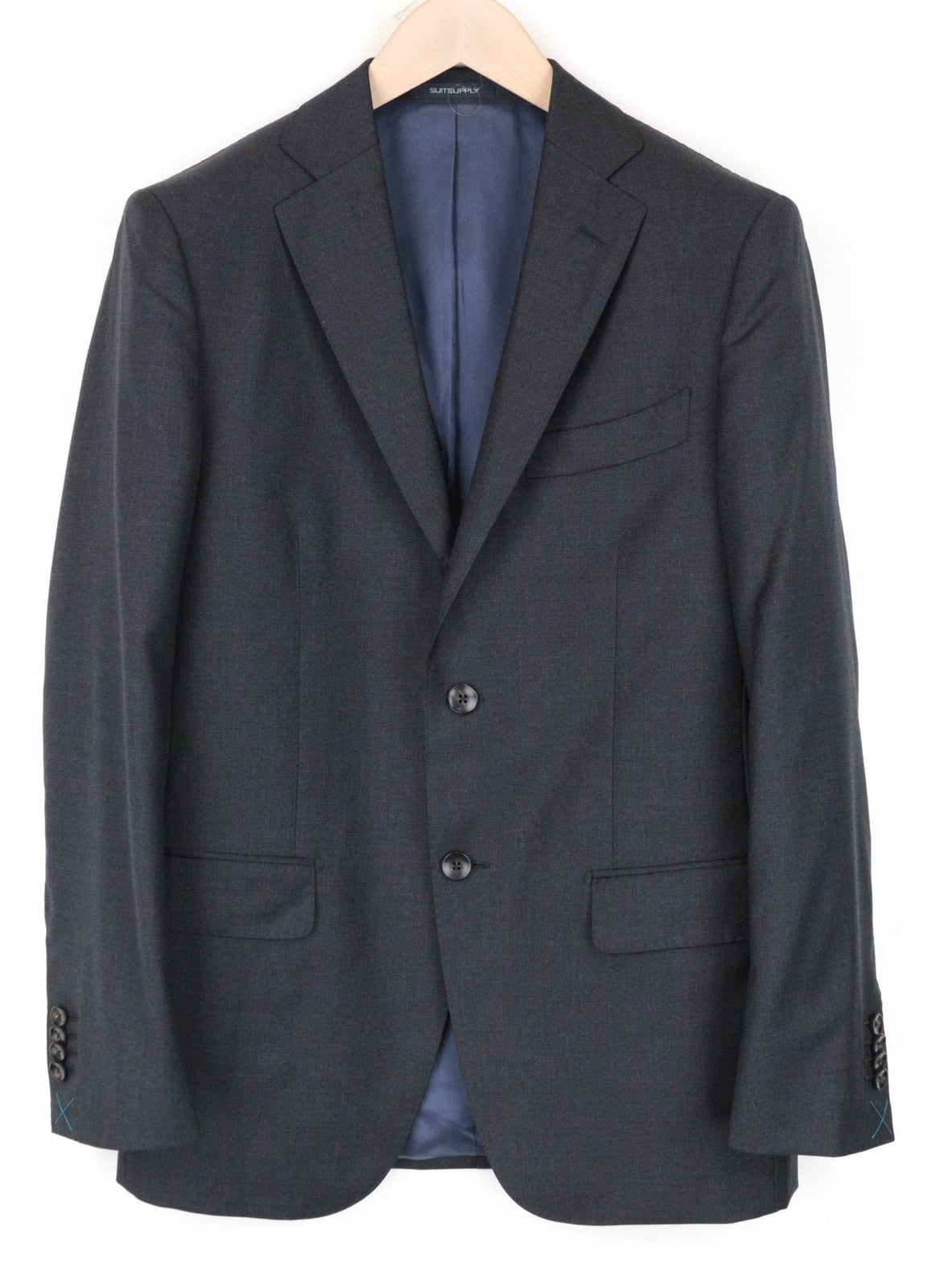 SUITSUPPLY Napoli Suit UK36R Men's 2Pc Slim Melange Wool Dark Grey Formal