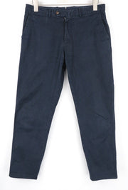 SUITSUPPLY Porto Novo Men's UK32R Navy Stretch Flat-Front Chino Slim Pants