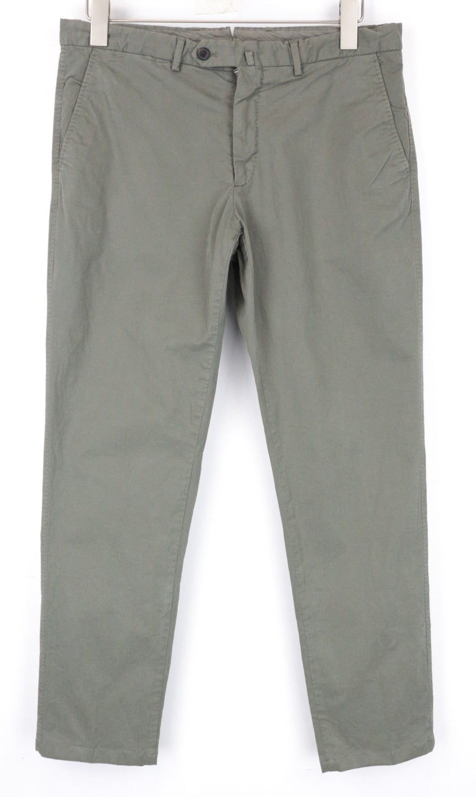 SUITSUPPLY Porto Novo Men's Trousers UK32R Green Slim Fit Stretch Chinos