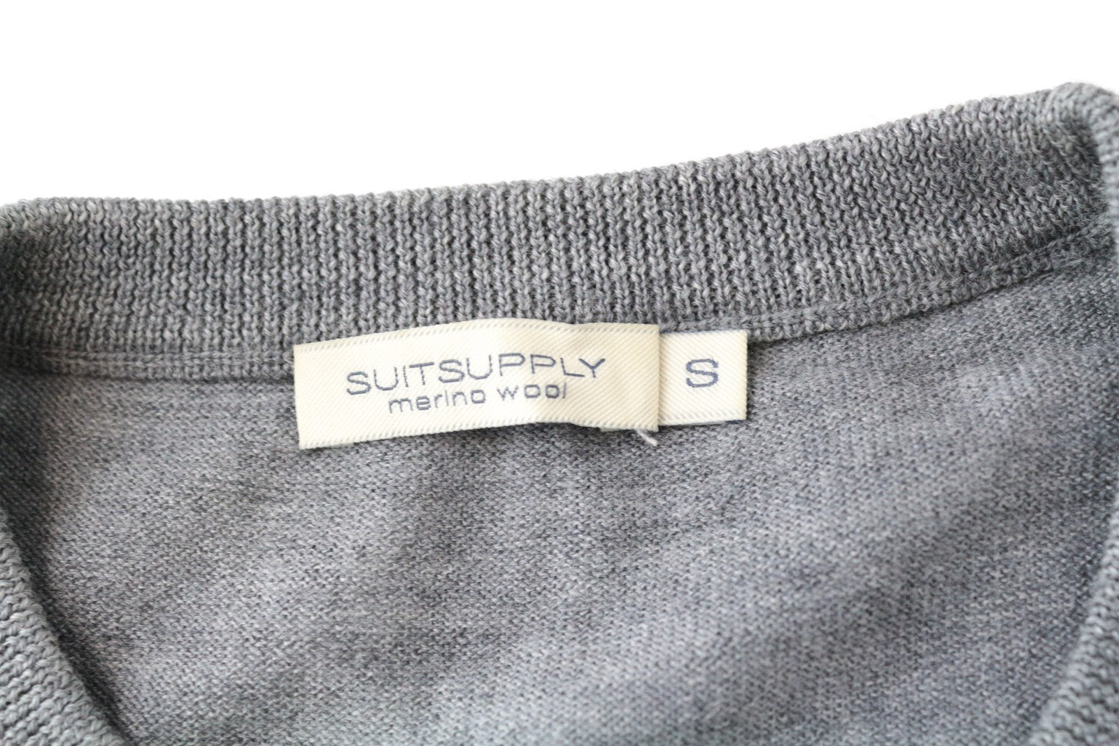 SUITSUPPLY vyriškas džemperis S dydžio pilkas merino vilnos megztinis ilgomis rankovėmis