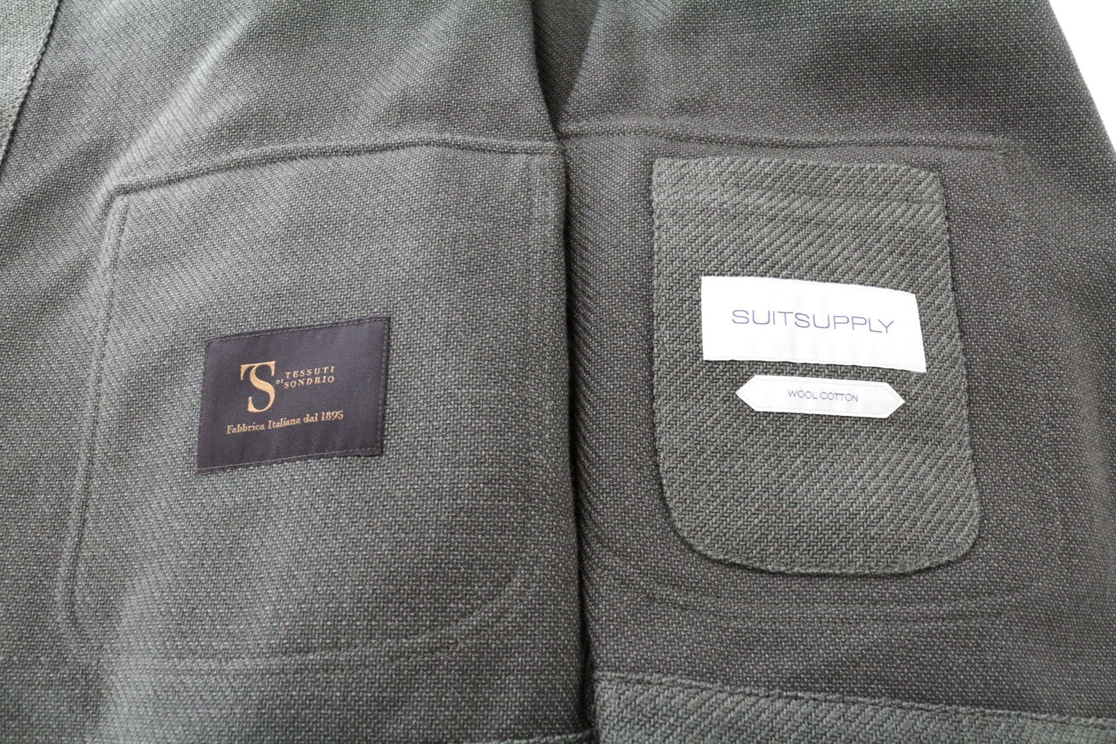 SUITSUPPLY William EB vyriška striukė UK38R žalia laisvo kirpimo vilnoniai marškinėliai 