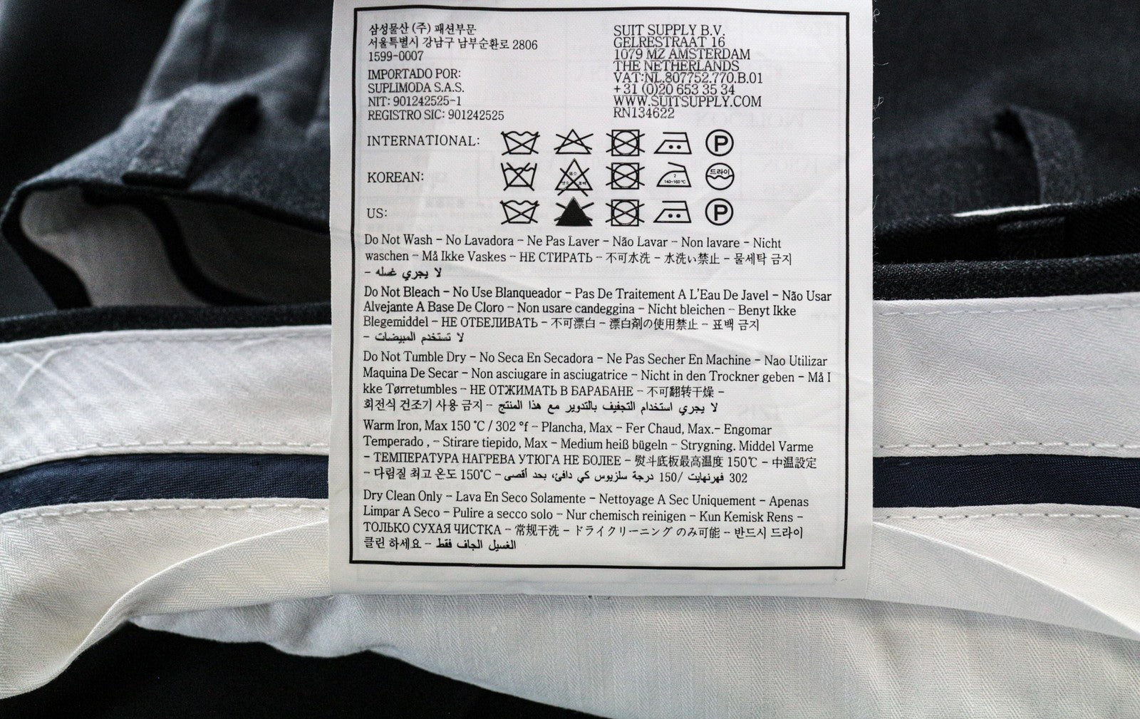 SUITSUPPLY Napoli Men's Suit UK44S Grey Notch Lapel 2Pc Classic Wool Formal