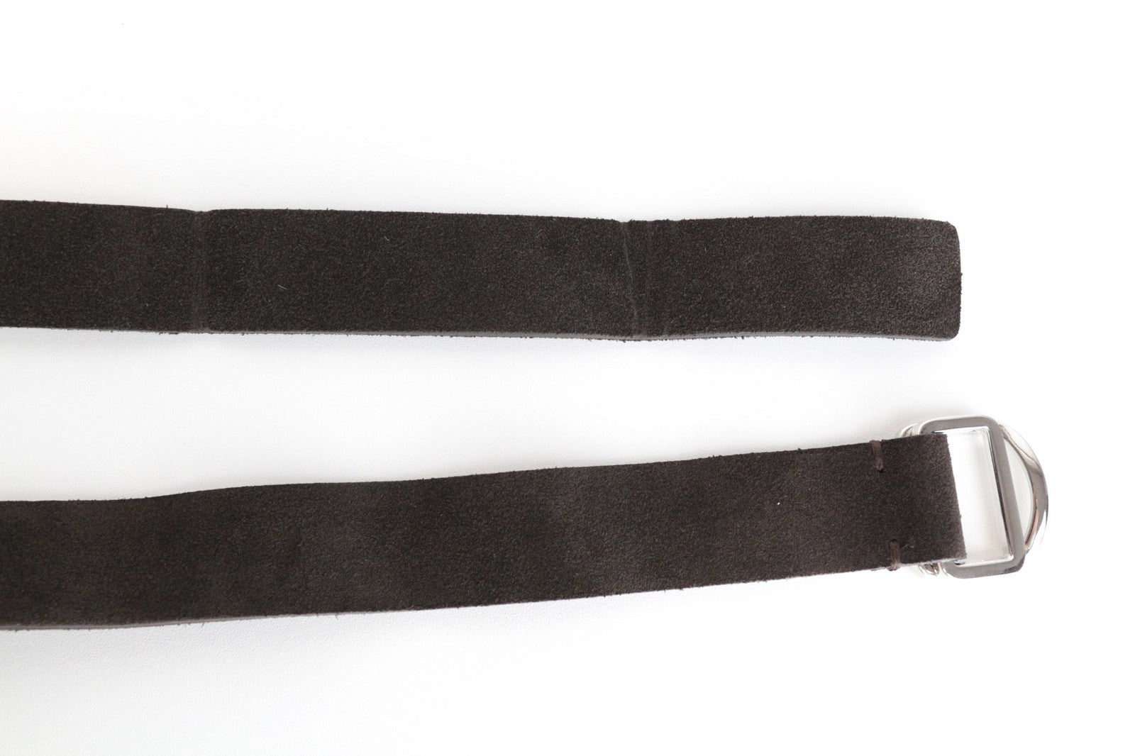 SUITSUPPLY Men's Brown Suede Leather Belt ~100cm Squared Tip Buckled Waist