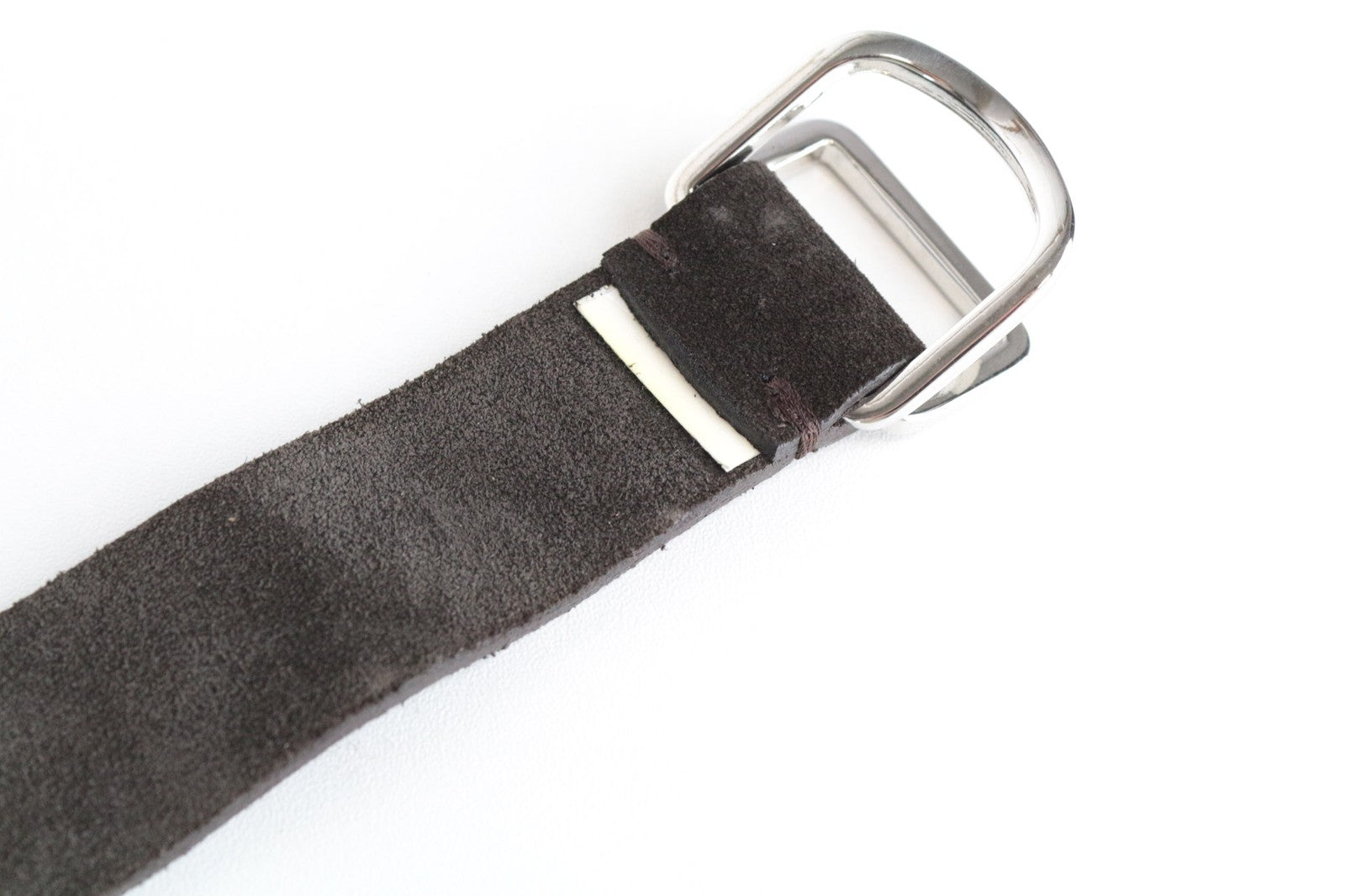 SUITSUPPLY Men's Brown Suede Leather Belt ~100cm Squared Tip Buckled Waist