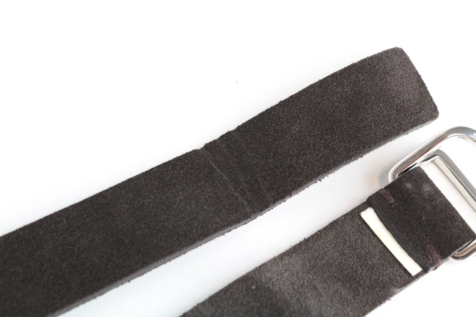 SUITSUPPLY Men's Brown Suede Leather Belt ~100cm Squared Tip Buckled Waist