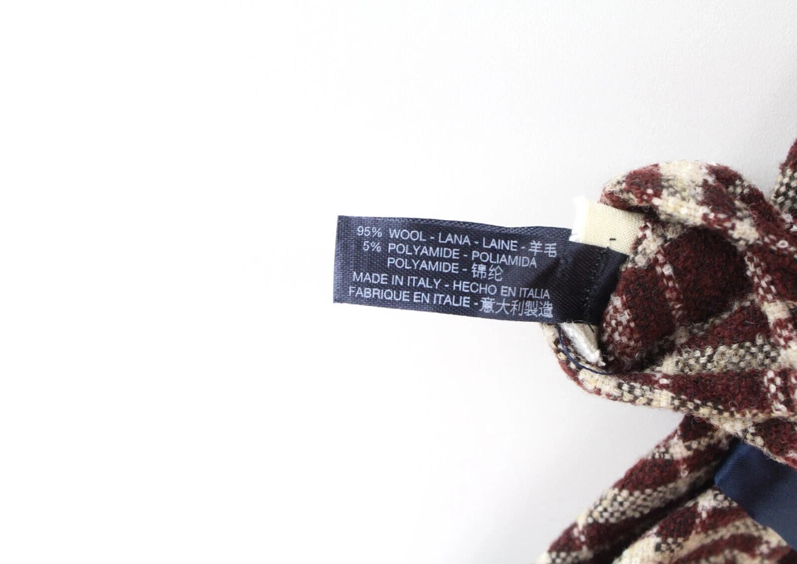 SUITSUPPLY vyriškas kaklaraištis ~150 x 8 cm tamsiai raudonas vilnos mišinio languotas raštas su ryškia apdaila 