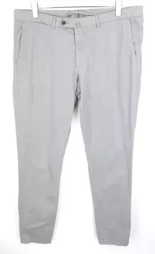 SUITSUPPLY Porto Novo Men's Pants UK46R Grey Cotton Relaxed Fit Stretch Chino