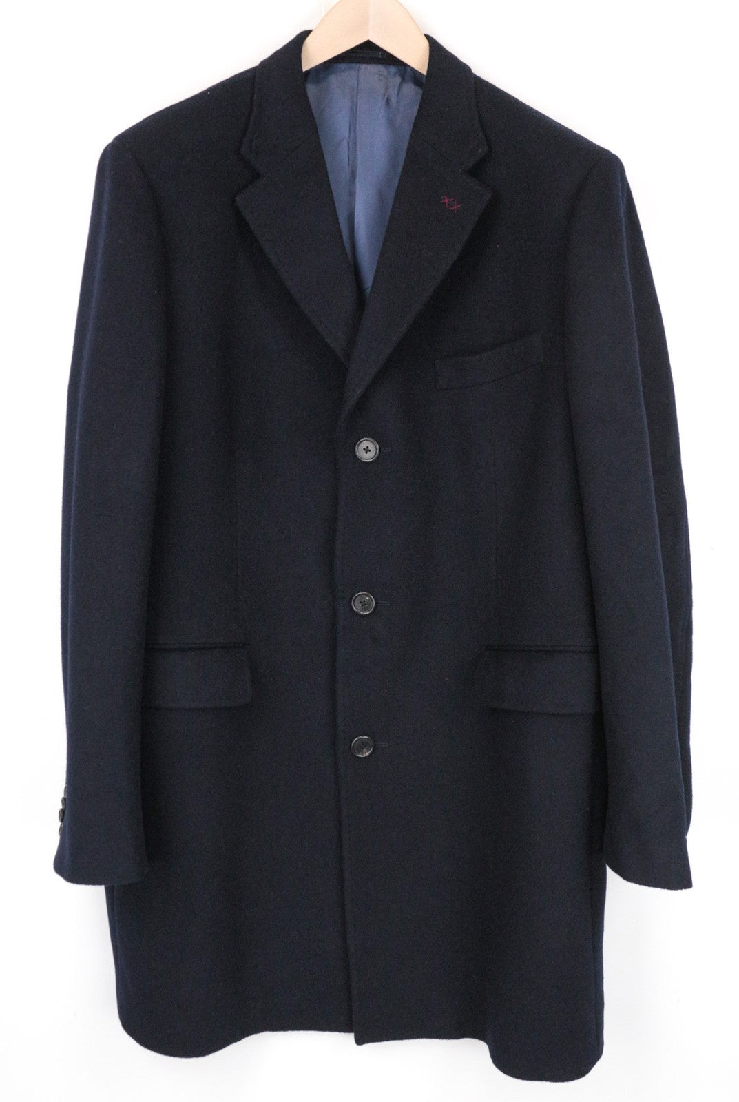 SUITSUPPLY Men's Coat UK52 Navy Blue Wool Lined One Button Front Notch Lapel