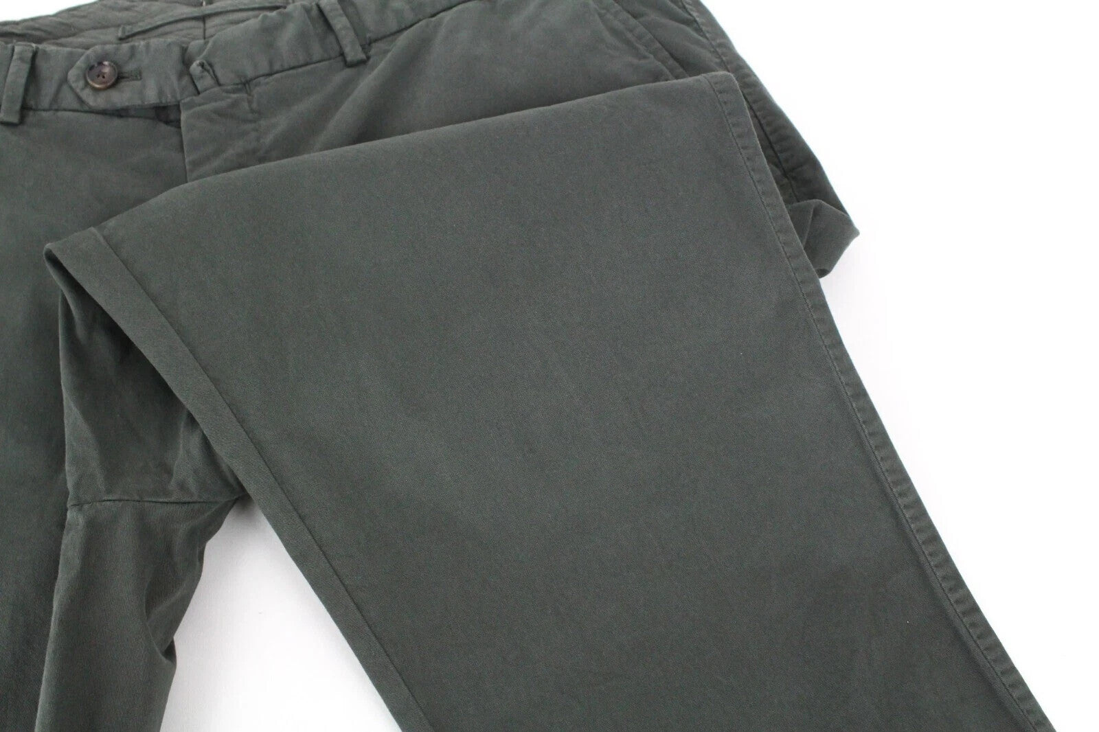 SUITSUPPLY Porto Novo Men's Pants UK38R Green Stretch Cotton Pleat Chino