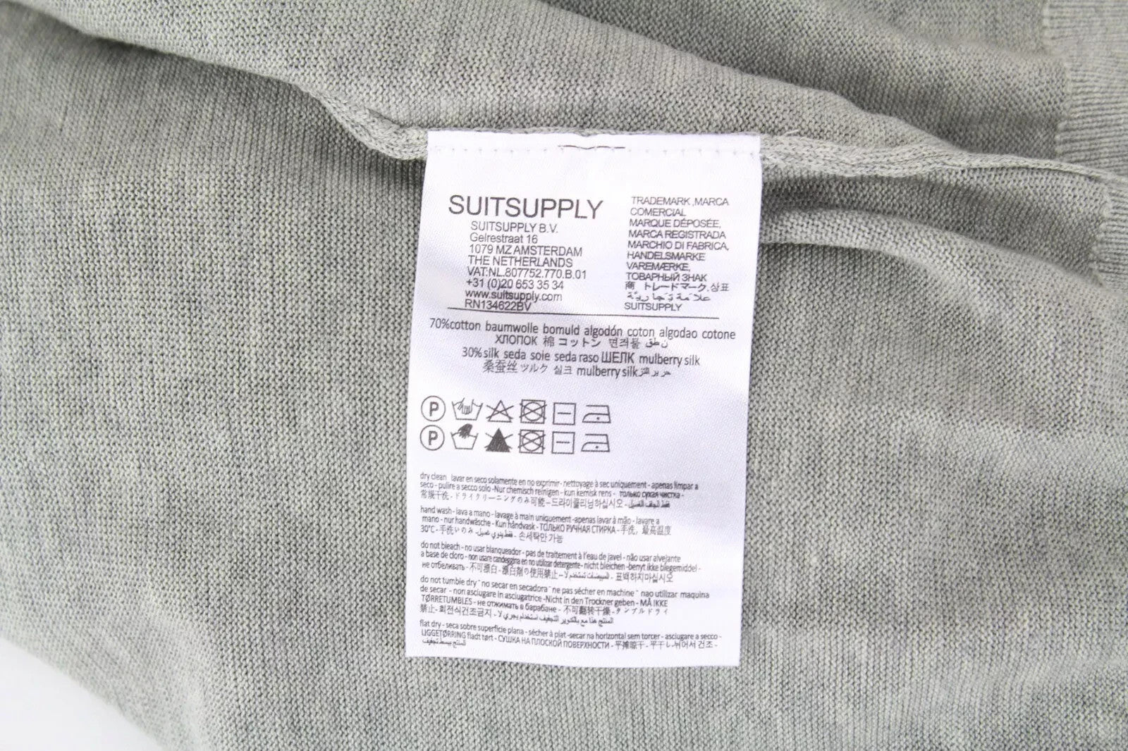 SUITSUPPLY vyriškas megztinis XL dydžio žalias medvilninis šilkinis laisvalaikio stiliaus vienspalvėmis rankovėmis 