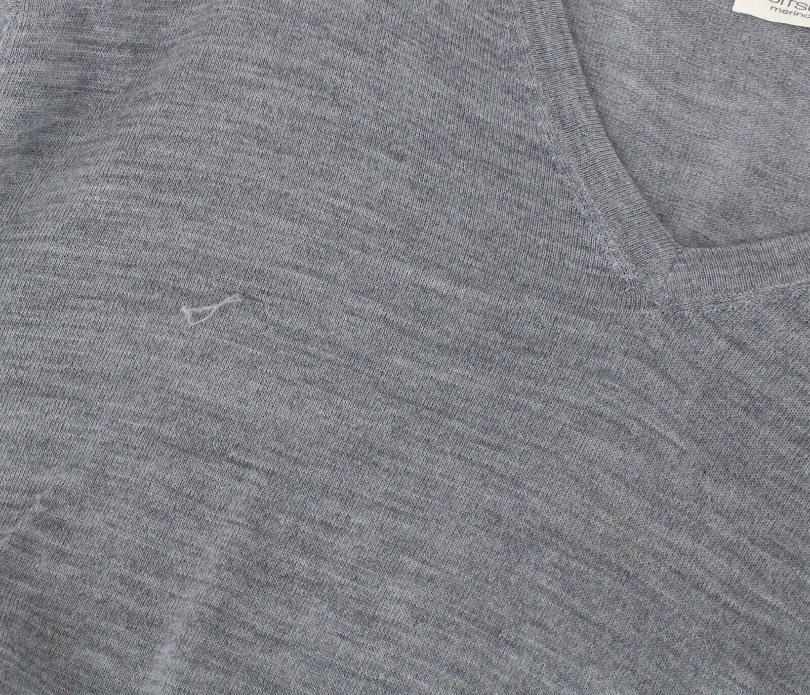 SUITSUPPLY Men's Sweater 2XL Grey Merino Wool Full Sleeve V-Neck Pullover