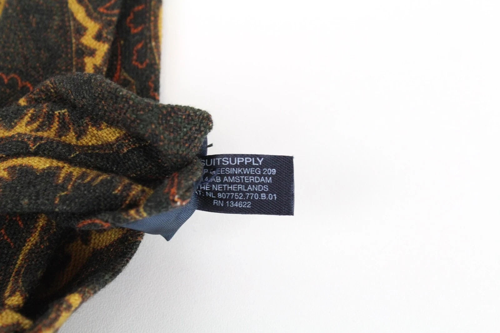 SUITSUPPLY vyriškas kaklaraištis ~150 x 8 cm žalias vilnonis raštas smailėjančiu galiuku dalykinis apranga 