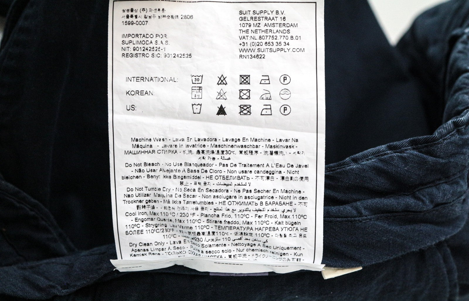 SUITSUPPLY Porto Novo Men's Pants UK40R Navy Stretch Cotton Casual Lined Chino