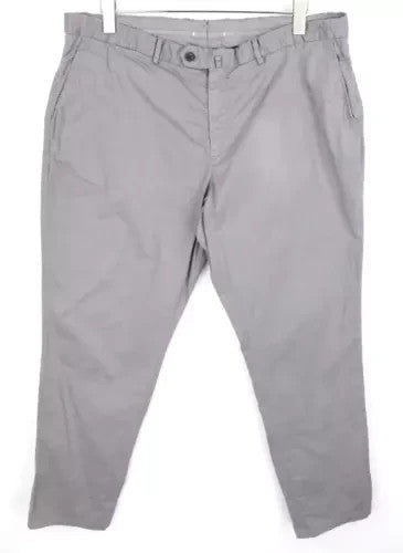 SUITSUPPLY Porto Novo Men's Pants UK42R Grey Cotton Casual Pleated Chino