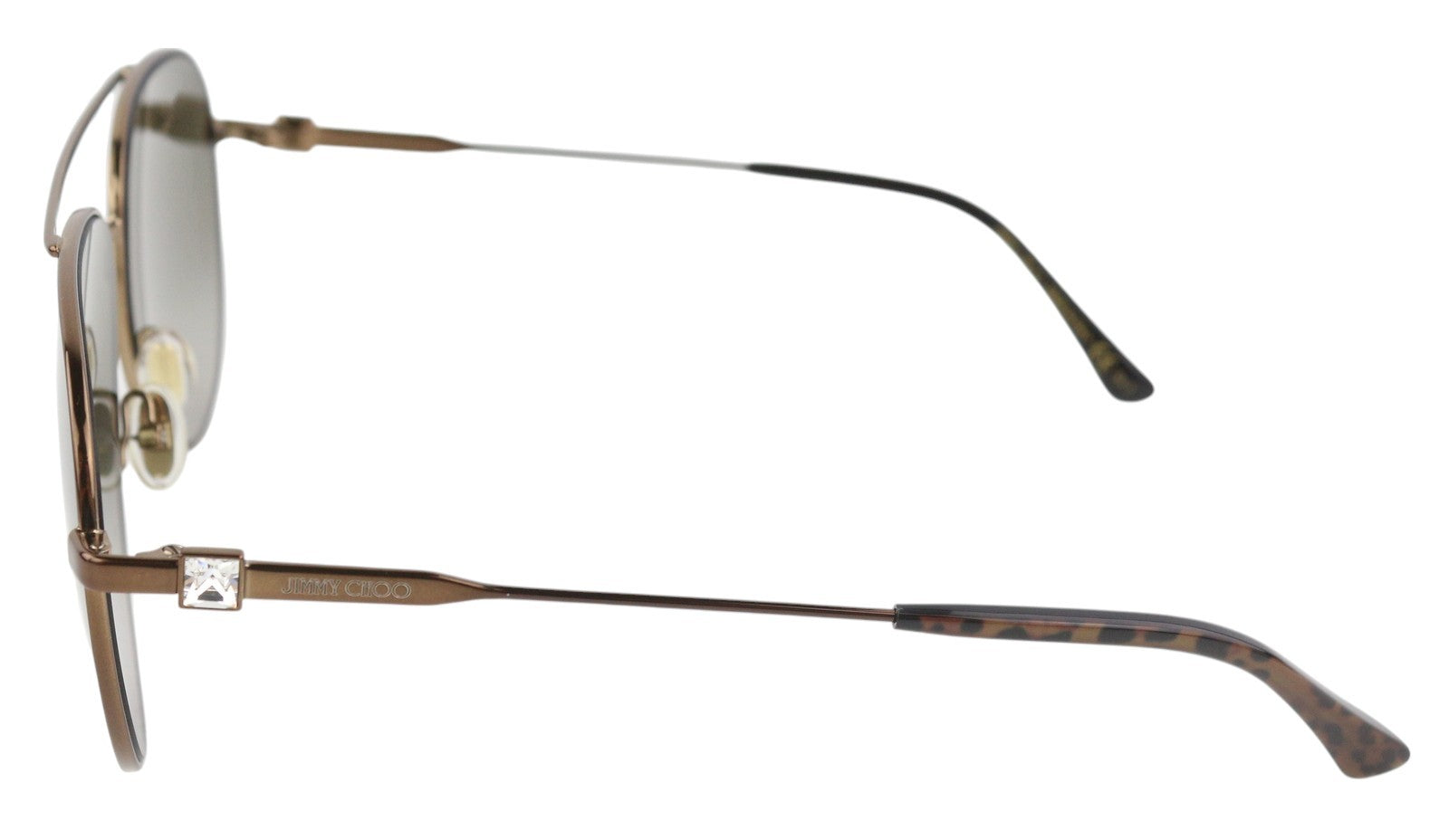 JIMMY CHOO Olly/S moteriški akiniai nuo saulės su rudu tonuotu pilotiniu logotipu, rekomenduojama kaina – 270 € 