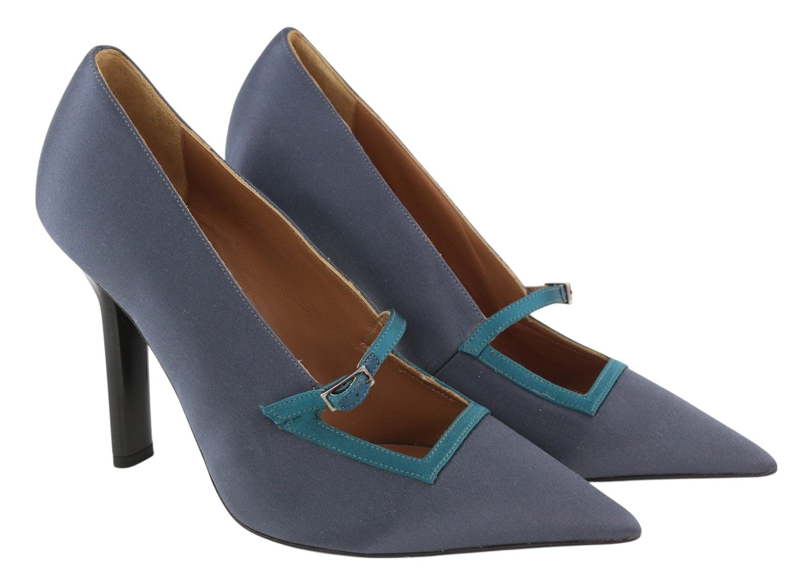 EMPORIO ARMANI X3E392 moteriški aukštakulniai EU37 tamsiai mėlyni smaili nosis su sagtimi 