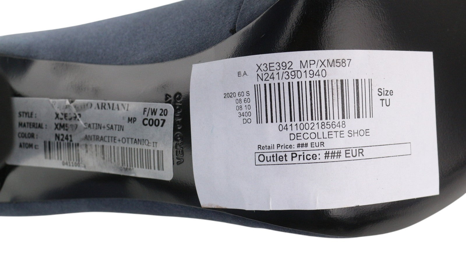 EMPORIO ARMANI X3E392 moteriški aukštakulniai EU37 tamsiai mėlyni smaili nosis su sagtimi 