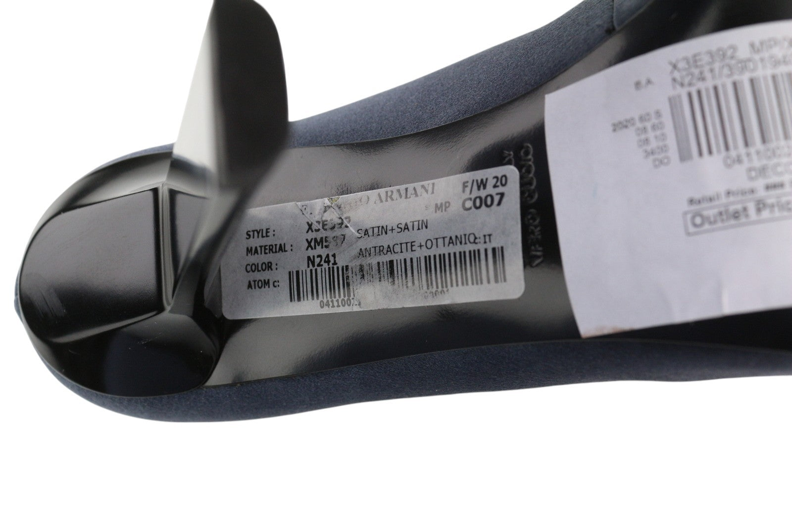 EMPORIO ARMANI X3E392 moteriški aukštakulniai EU37 tamsiai mėlyni smaili nosis su sagtimi 