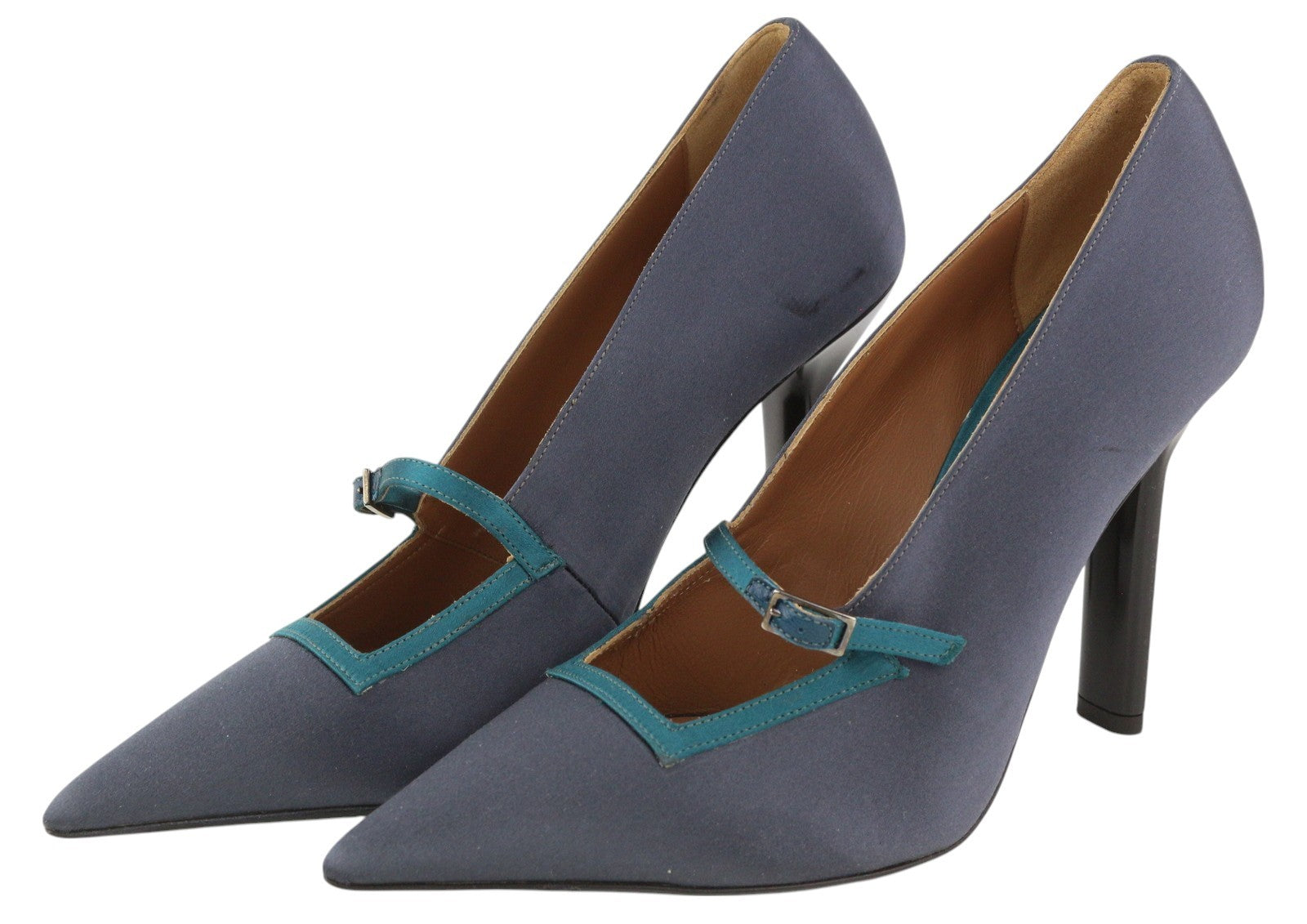 EMPORIO ARMANI X3E392 moteriški aukštakulniai EU37 tamsiai mėlyni smaili nosis su sagtimi 