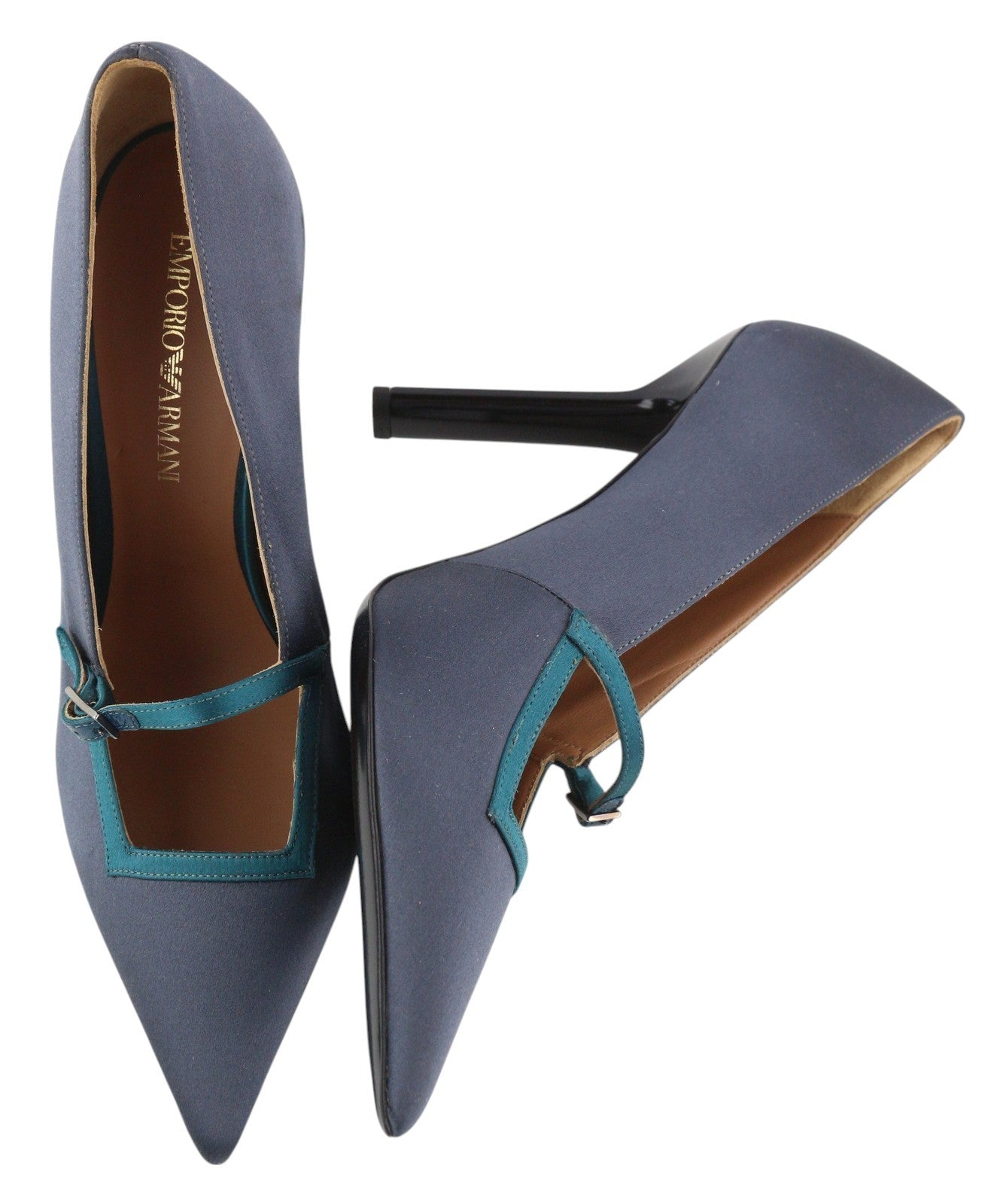 EMPORIO ARMANI X3E392 moteriški aukštakulniai EU37 tamsiai mėlyni smaili nosis su sagtimi 