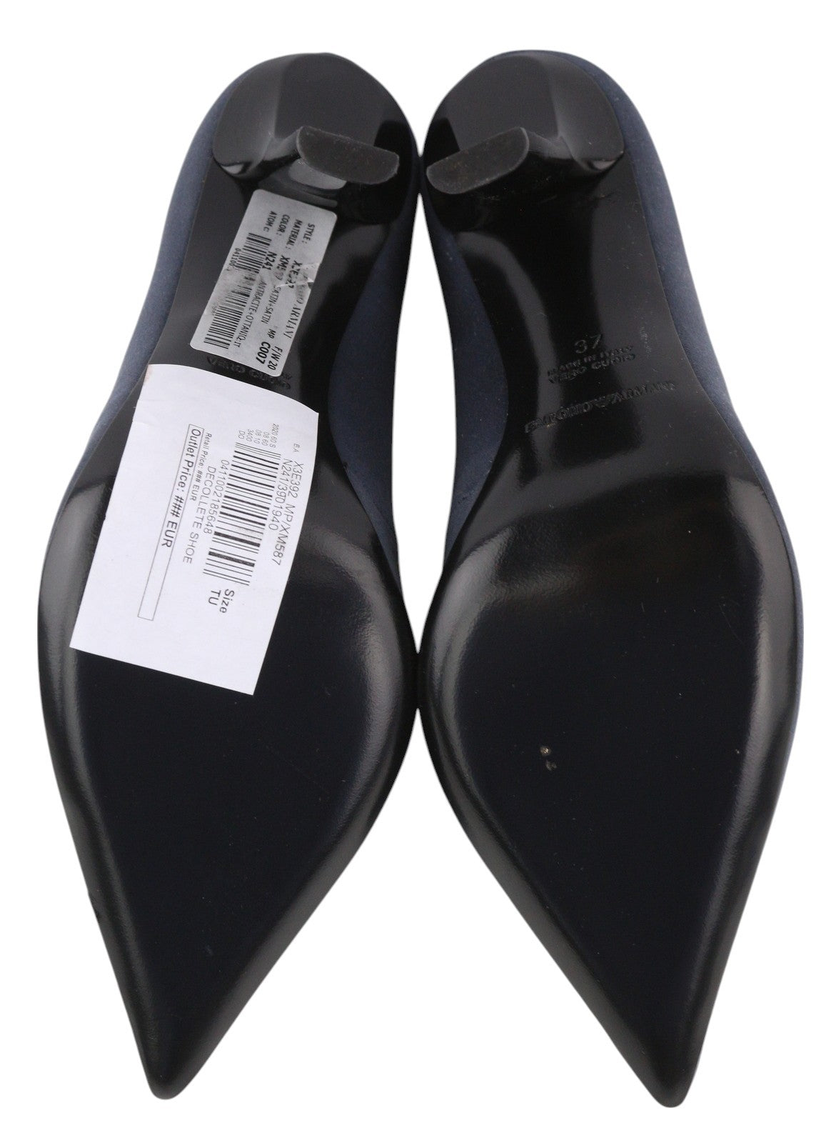 EMPORIO ARMANI X3E392 moteriški aukštakulniai EU37 tamsiai mėlyni smaili nosis su sagtimi 