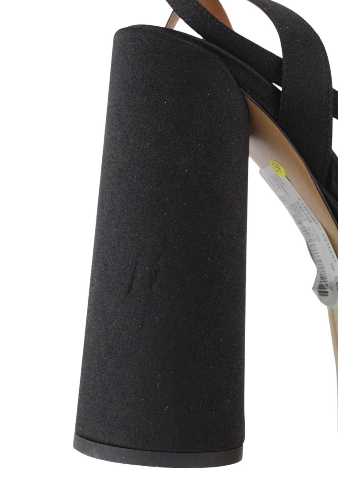 EMPORIO ARMANI X3P738 moteriški aukštakulniai EU37 juodos atlasinės atviros platformos basutės 