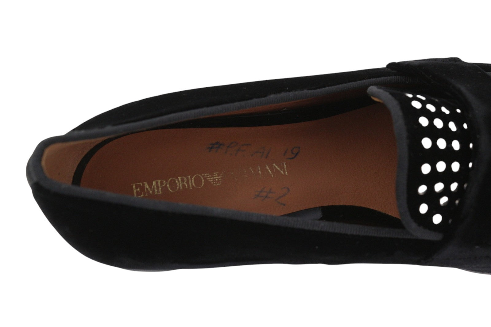 EMPORIO ARMANI X3A075 moteriški bateliai, 37 dydis, juodi, aksominiai, kvadratinės nosies, įmaunami bateliai. 