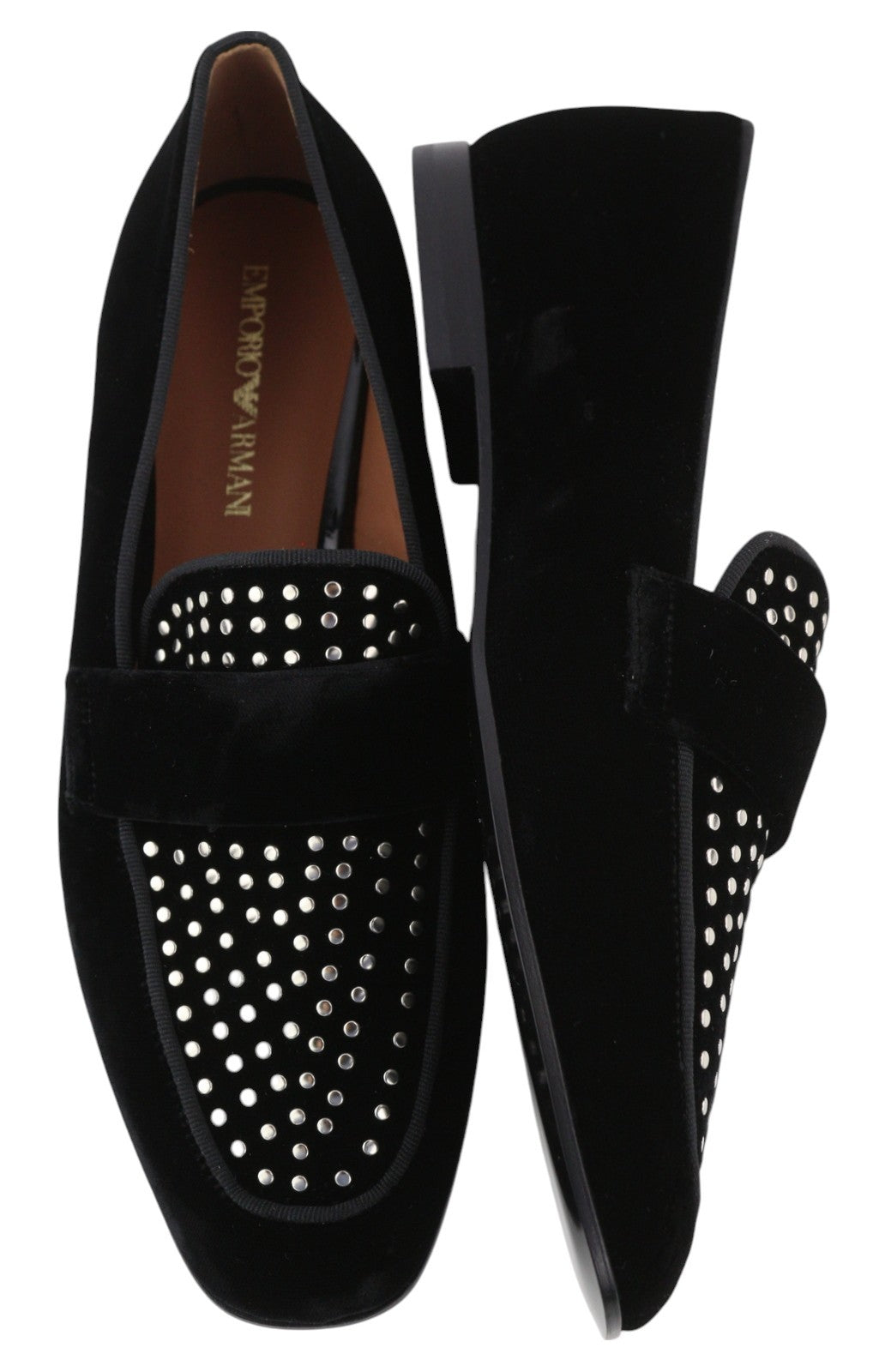 EMPORIO ARMANI X3A075 moteriški bateliai, 37 dydis, juodi, aksominiai, kvadratinės nosies, įmaunami bateliai. 