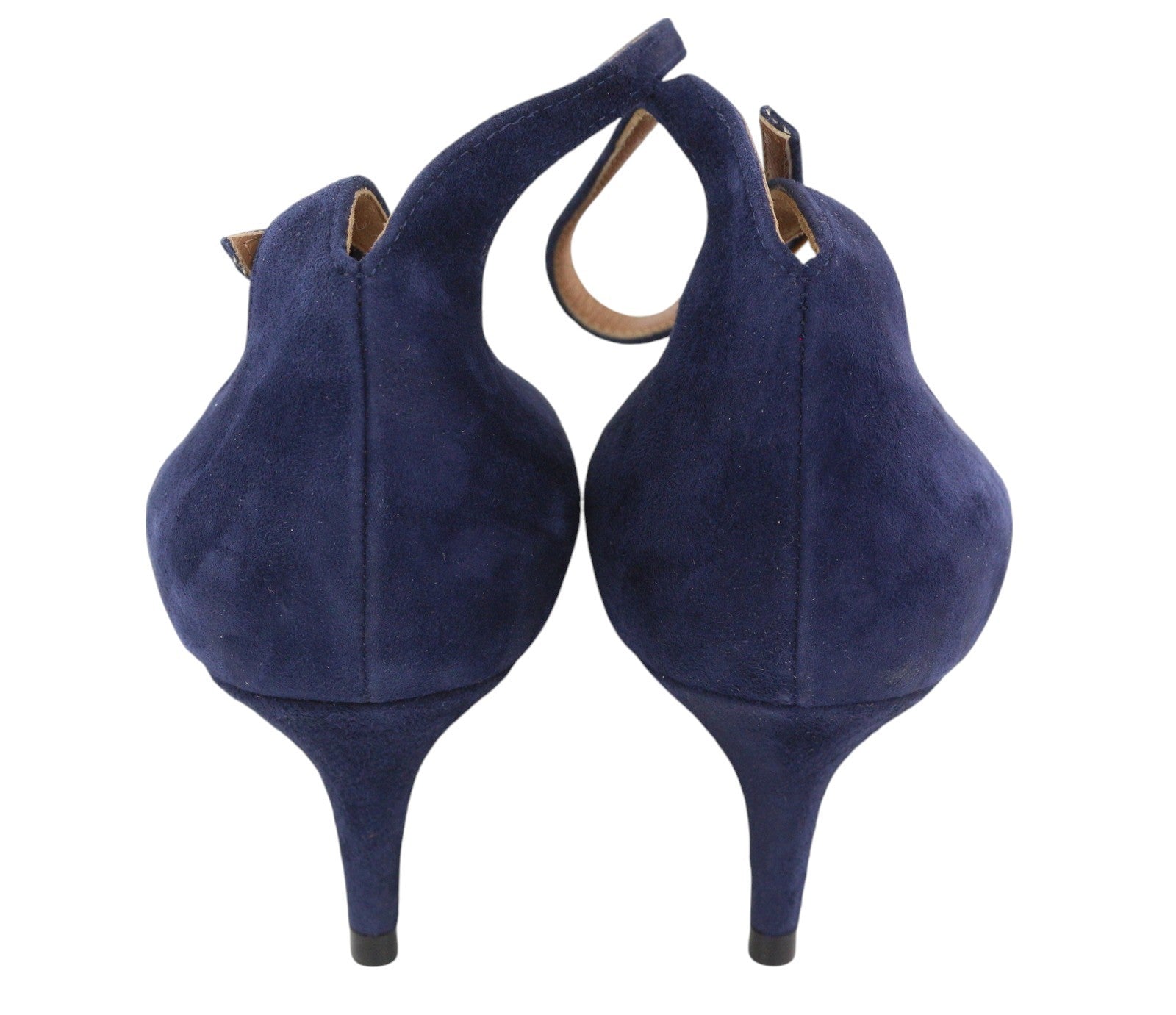 EMPORIO ARMANI moteriški aukštakulniai, 37 €, mėlyni, zomšiniai, odiniai, smailūs nosys, sagtimi. 