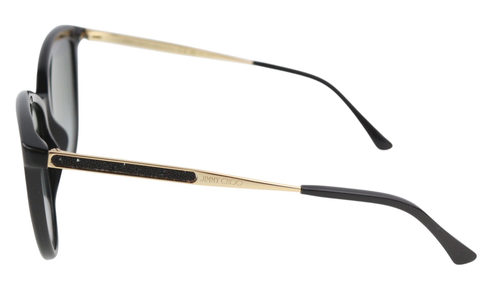 JIMMY CHOO Belinda/S moteriški akiniai nuo saulės su juodu tonuotu raštu, katės akių formos, rekomenduojama kaina – 269 € 