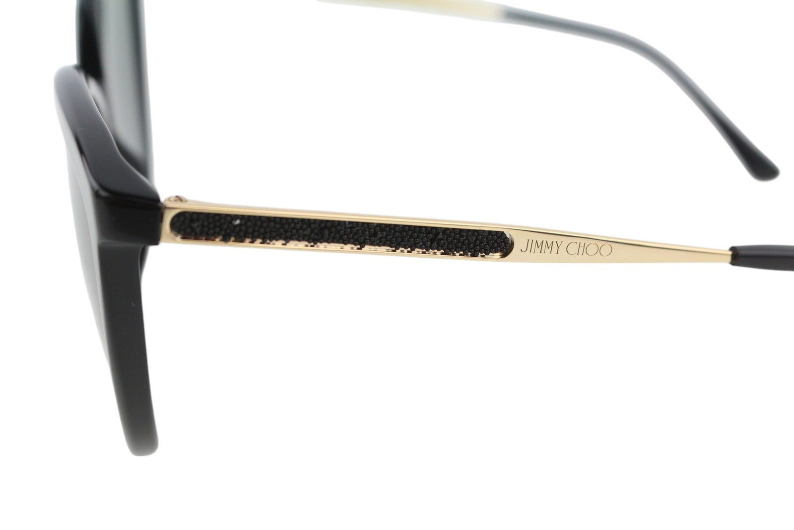 JIMMY CHOO Belinda/S moteriški akiniai nuo saulės su juodu tonuotu raštu, katės akių formos, rekomenduojama kaina – 269 € 