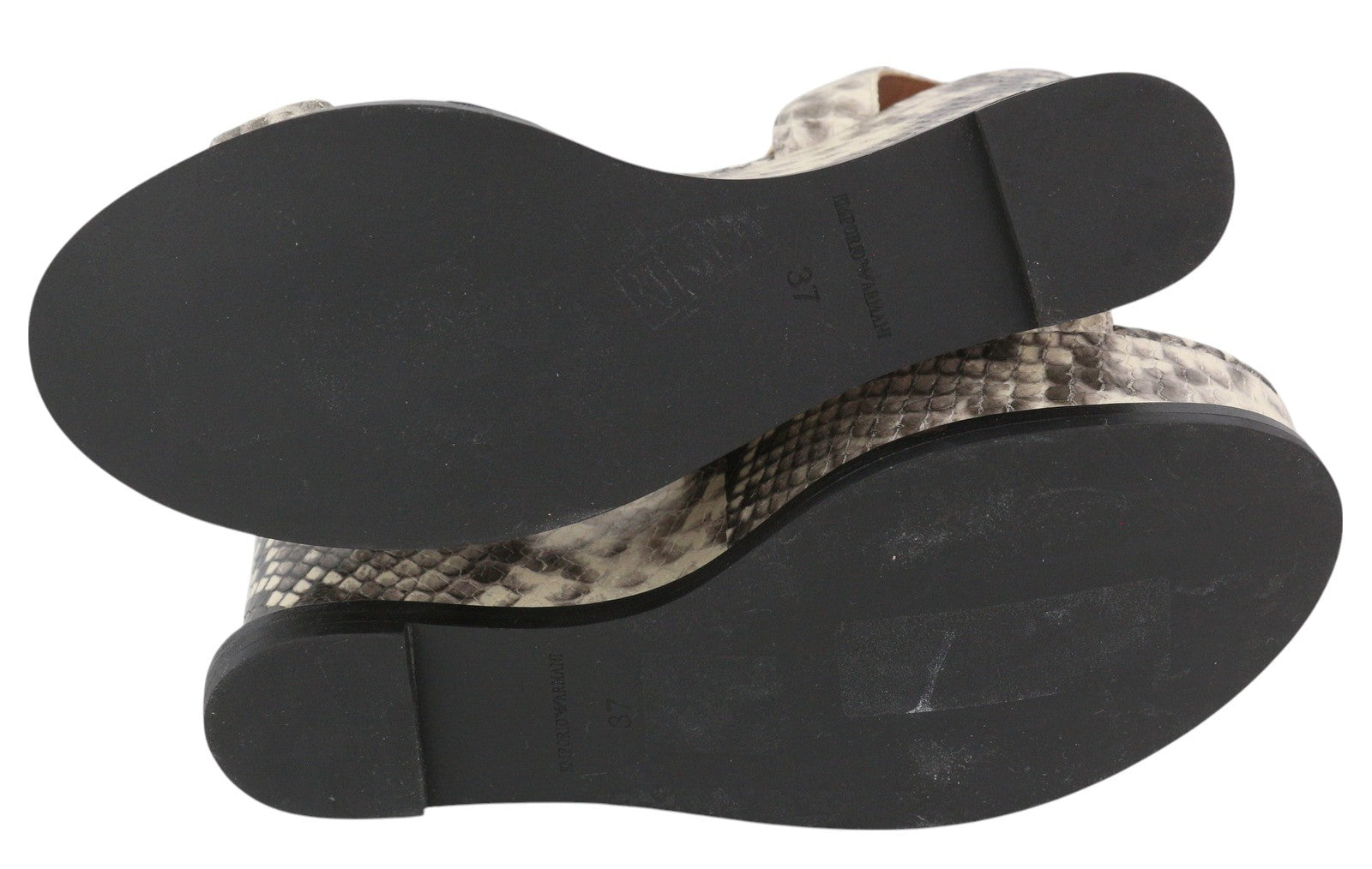 EMPORIO ARMANI moteriškos basutės, 37 dydžio, odinės, gyvatės rašto, platforminės, kulniukais, RRP 288 € 