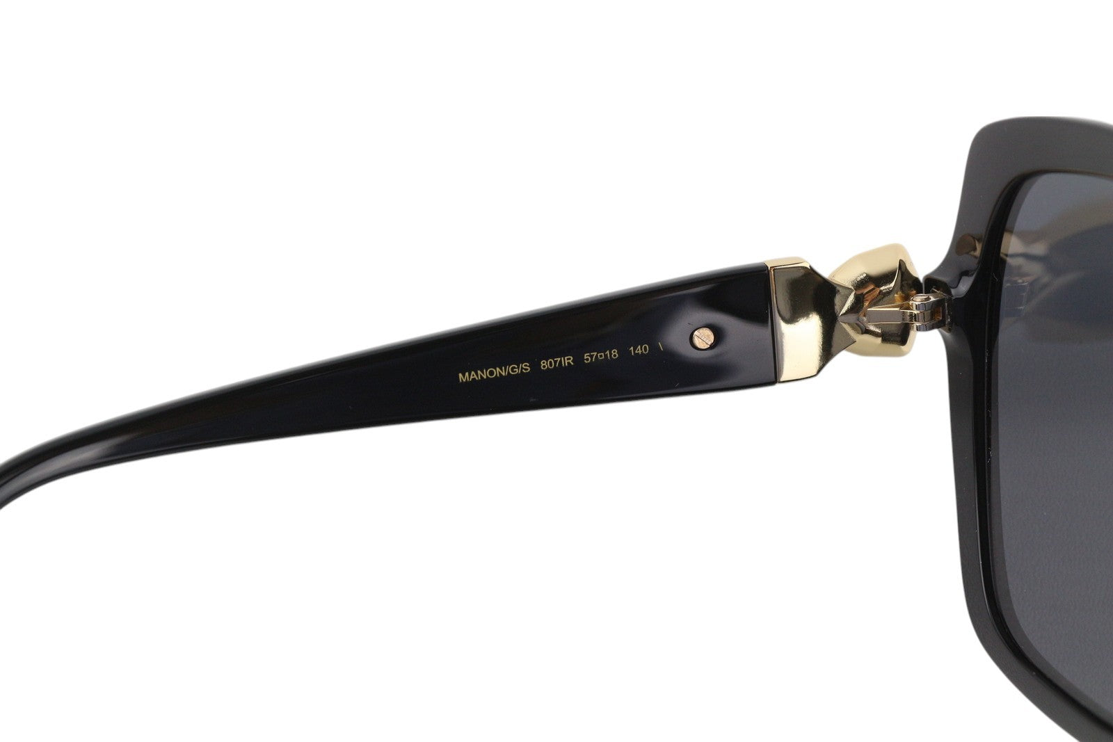 JIMMY CHOO Manon/G/S moteriški akiniai nuo saulės su juodu tonuotu kvadratiniu raštu ir logotipu, rekomenduojama mažmeninė kaina – 240 € 