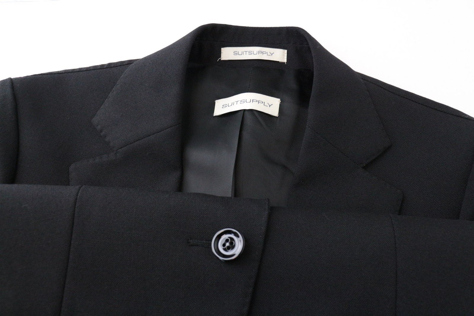 SUITSUPPLY Cameron moteriškas švarkas UK8R vilnonis moheros plonas juodas su įpjovomis 