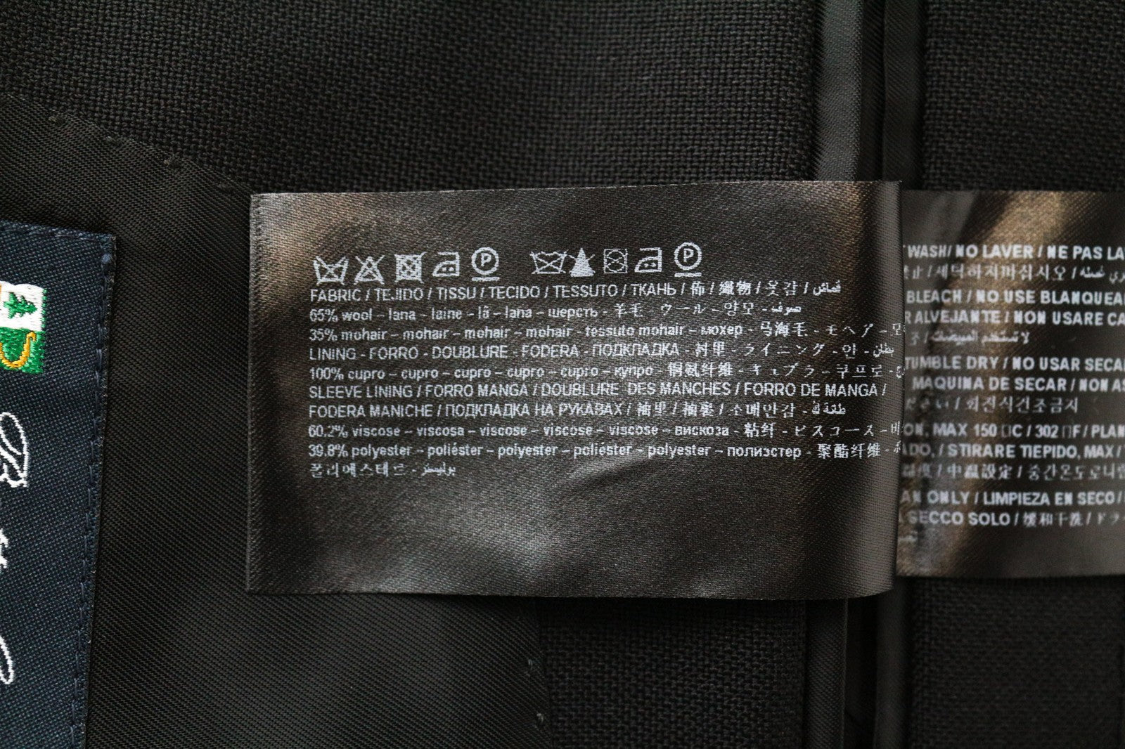 SUITSUPPLY Cameron moteriškas švarkas UK8R vilnonis moheros plonas juodas su įpjovomis 