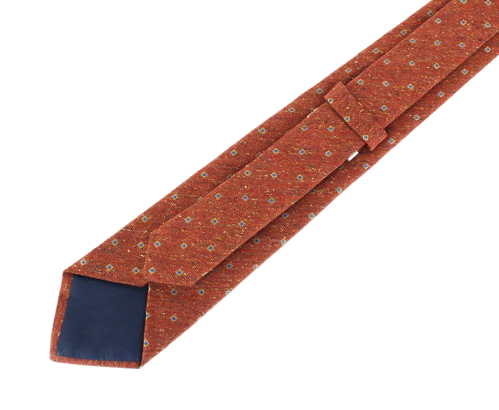 SUITSUPPLY vyriškas oranžinis kaklaraištis ~150x8cm vilnos ir šilko mišinio smailiais galais, raštuotas 