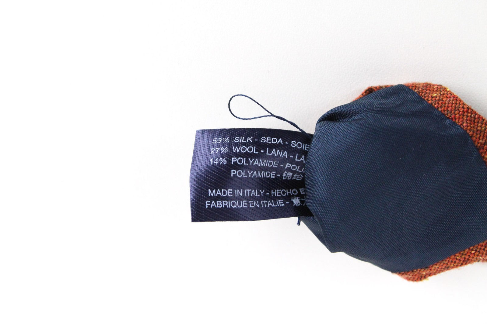 SUITSUPPLY vyriškas oranžinis kaklaraištis ~150x8cm vilnos ir šilko mišinio smailiais galais, raštuotas 