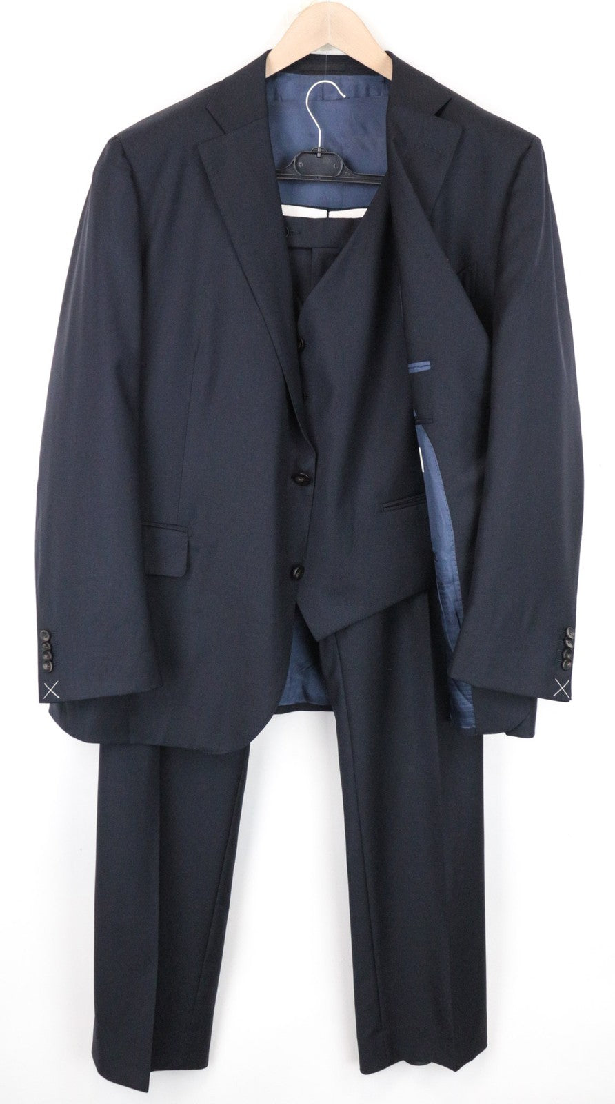 SUITSUPPLY La Spalla Men's Suit UK56S Slim Blue Perennial 3-Piece Wool