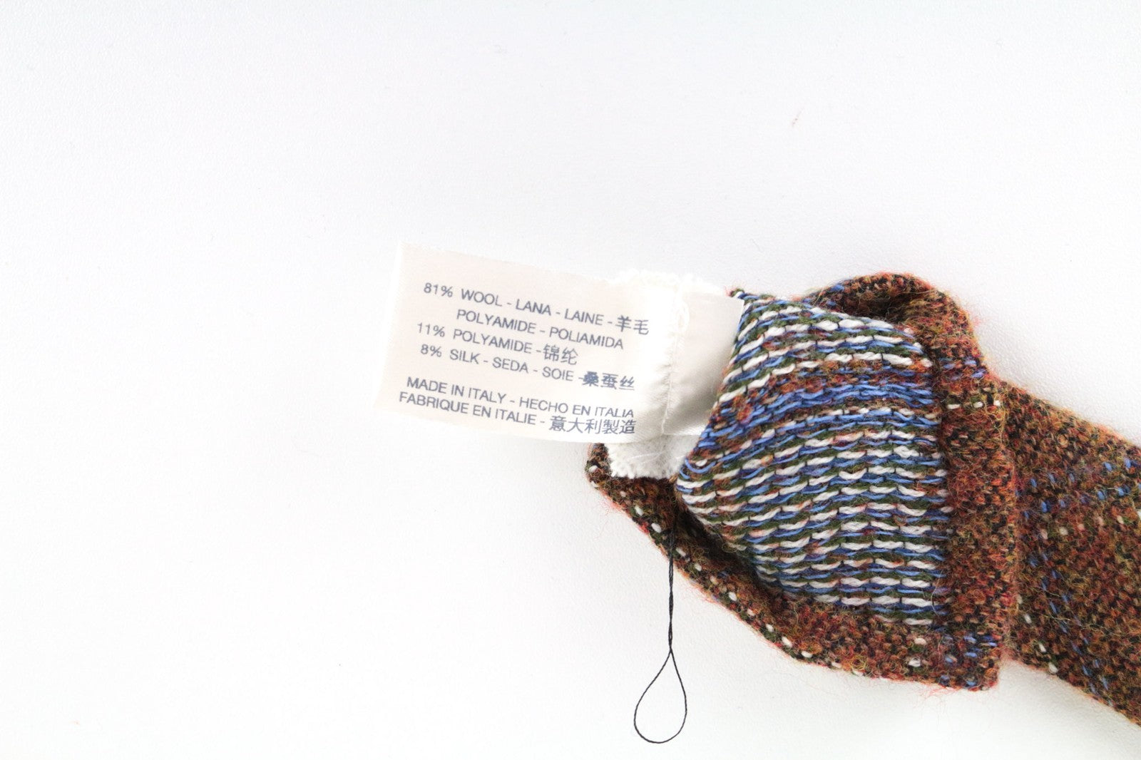 SUITSUPPLY vyriškas kaklaraištis 150x8 cm rudas languotas vilnonis šilkas smailiais galais klasikinis 