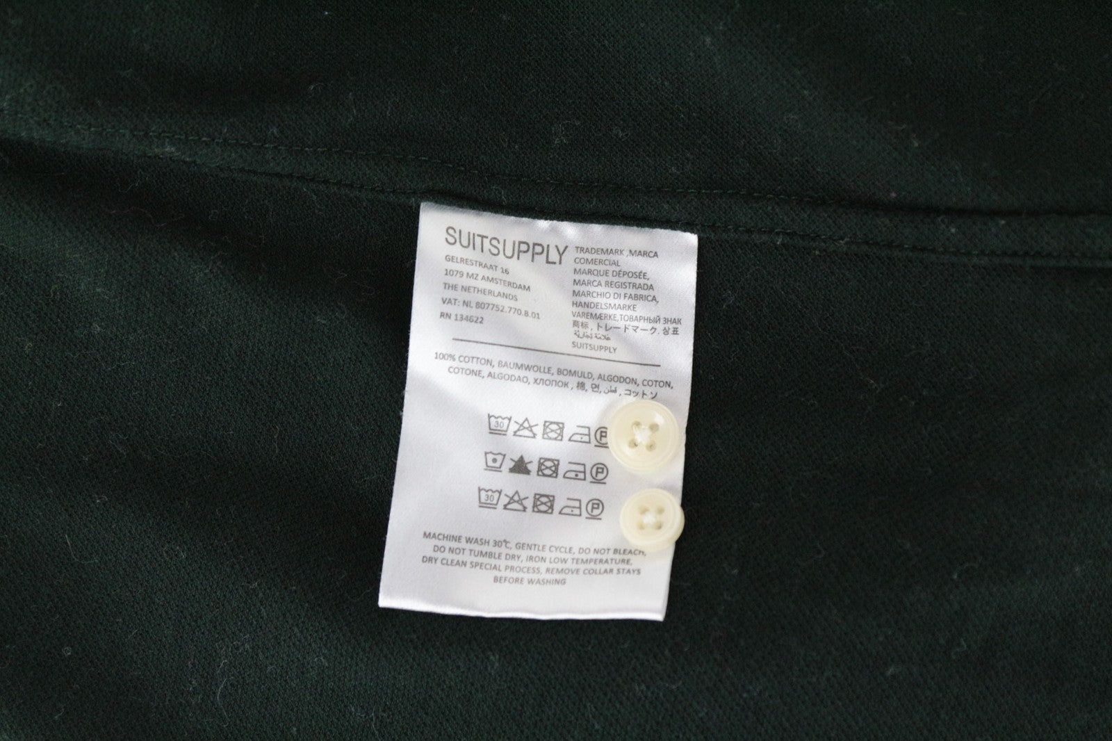 SUITSUPPLY Men's T-Shirt 37/38/14.5/15 Green Extra Slim Fit Polo Long Sleeve