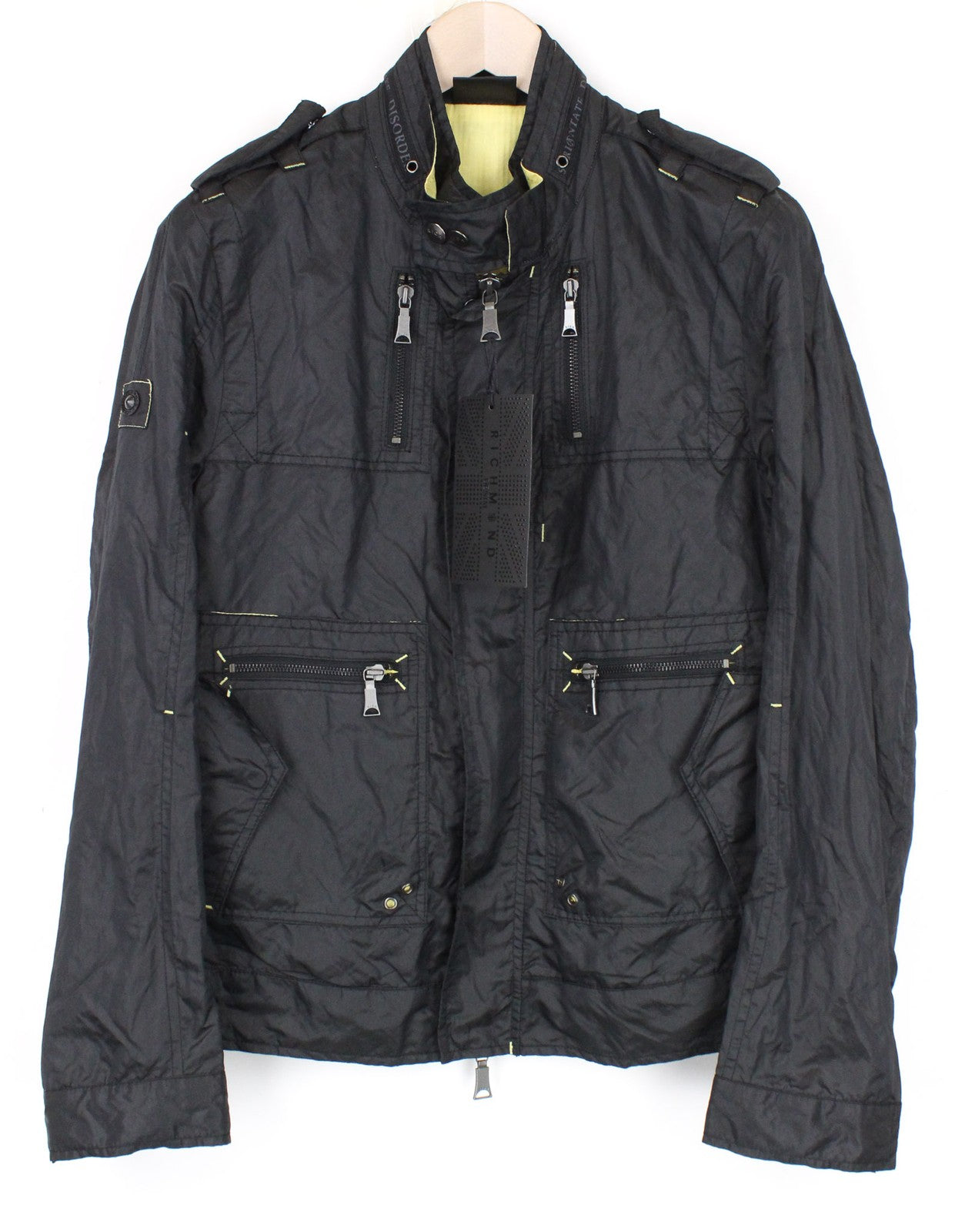 RICHMOND vyriška juoda striukė, 48 dydžio, su užtrauktuku priekyje, laisvalaikio, lengva, ilgomis rankovėmis 