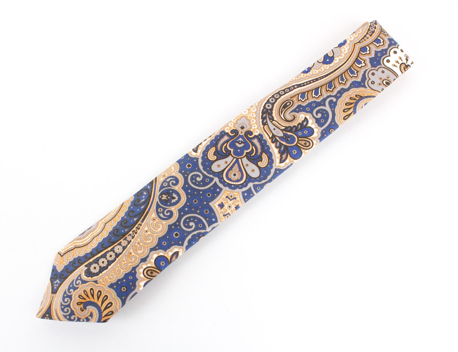 SUITSUPPLY mėlynas kaklaraištis ~150x8cm grafinio rašto medvilnės ir šilko mišinio smailiais galais 