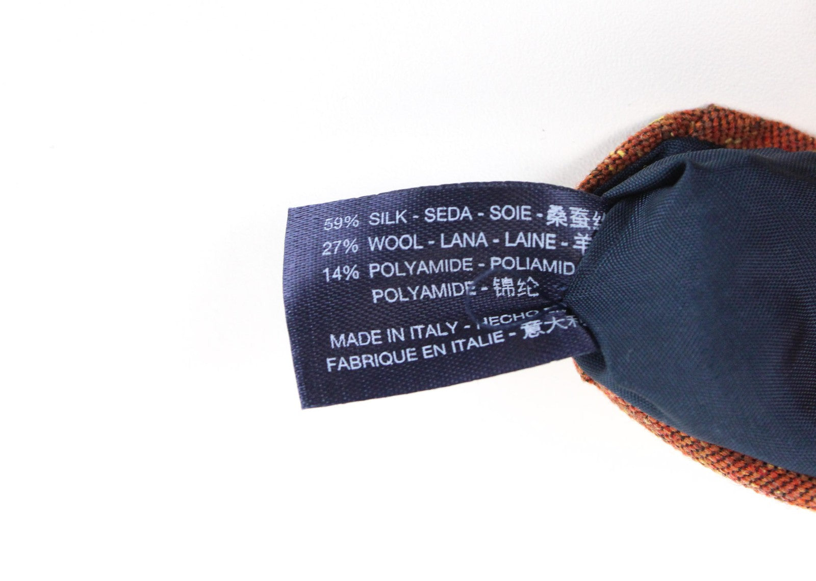 SUITSUPPLY oranžinio rašto vyriškas kaklaraištis ~150x8cm vilnos ir šilko mišinio smailiais galais 